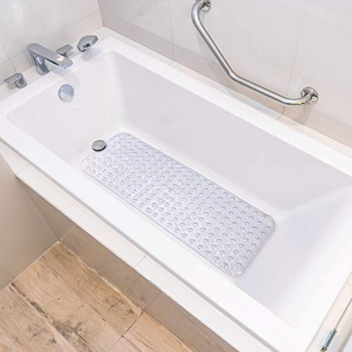 Czemo Alfombrillas de Bañera Antideslizante con Ventosas, Alfombrillas de Baño, Alfombrilla para Ducha Anti Bacterialm, Lavable en la Lavadora, 40 x 100 cm (Transparente)