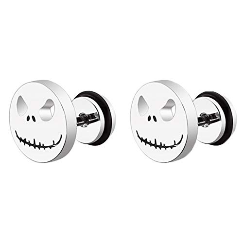 Daesar Pendientes Aro Acero Inoxidable Pendientes de Mujer Pendientes Cabeza de Calabaza de Halloween Redondo Pendientes Plata