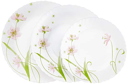 Dajar Selma - Vajilla (18 piezas) ARCOPAL - Cristal, color blanco rosa verde, 31,3 x 16,1 x 29,7 cm, unidades
