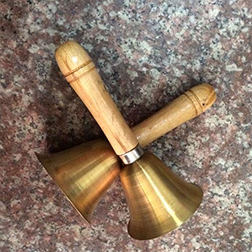 DAOSSU Campana de Latón Macizo Mango de Madera Campana de Servicio Campana de Bronce Campana de Servicio de Llamada de Restaurante Campanas para Decoración de Eventos de Boda Latón Antiguo