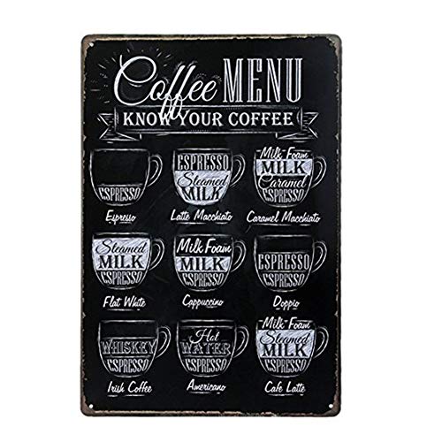 Deanyi - Placa de metal vintage para cafetería, bar, pub, diseño de café, producto para el hogar, 20 x 30 cm