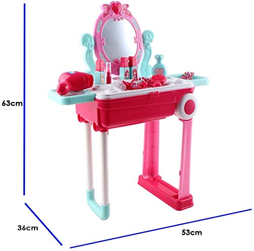 deAO Centro de Belleza Set Mesita Tocador Plegable en Maleta Convertible Maletín de Juegos con Accesorios, Luces, Sonidos