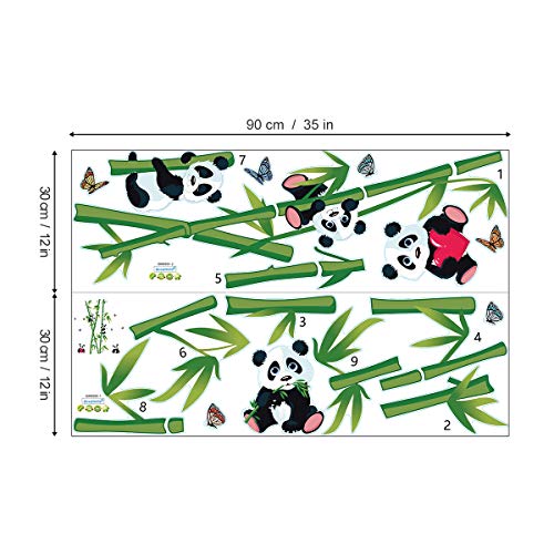 decalmile Pegatinas de Pared Panda Osos Bambú Vinilos Decorativos Infantiles Adhesivos Pared Habitacion Bebés Guardería Dormitorio Cuarto de Jugar