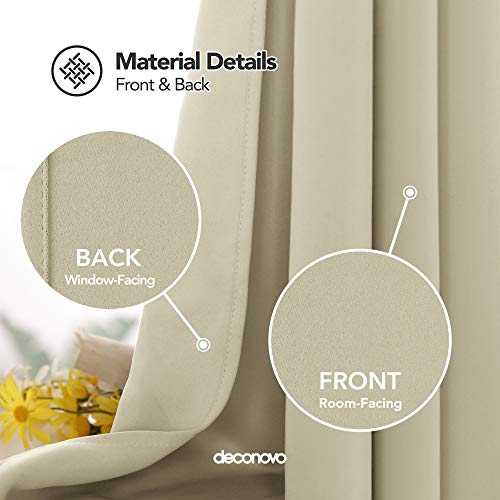Deconovo Cortina Opaca Fruncida Termica Aislante Frío y Calor Suave 2 Unidades 140 x 175 cm Beige Oscuro