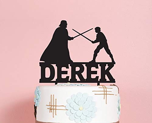 Decoración para tarta de cumpleaños con nombre de Star Wars