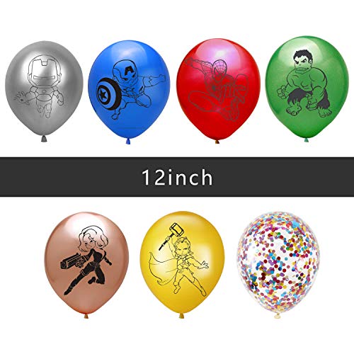 Decoraciones de fiesta de cumpleaños de superhéroe, suministros de fiesta de superhéroe, decoraciones de fiesta de superhéroe incluidas pancarta de feliz cumpleaños, globos de látex de superhéroe