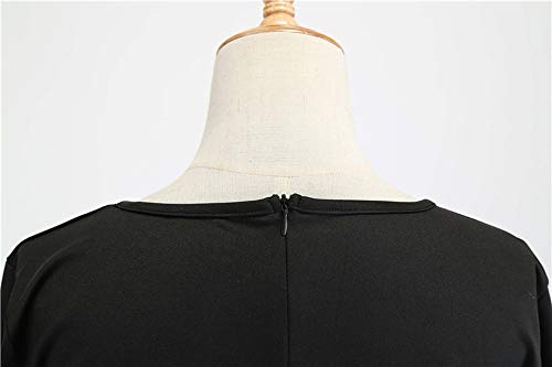 DEELIN Moda De La Mujer Negro Vintage Calabaza CráNeo Imprimir Manga Larga Noche De Halloween Fiesta De Swing Vestido De Manga Larga Vestido De Fiesta De Halloween