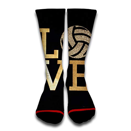 DEL TON Calcetín Para HombreLindo Alta Ligero Frívolo Love Volleyball White