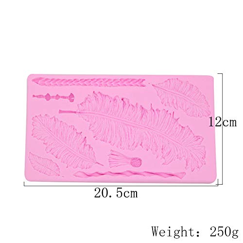 Demarkt Molde de Pastel de Fondant de Plumas Hornear Molde Para Diy Cualquier Forma de Pastel Para Candy Cake Decoración 20.5 * 12 * 1.2CM 1PCS