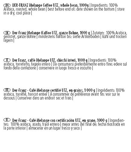 Der-Franz - Café Melange con certificación UTZ, en grano, 1000 g