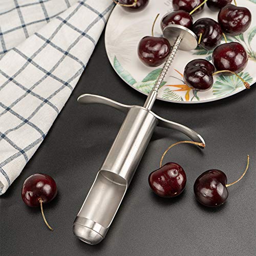 Descorazonador manual de cerezas y oliva, de acero inoxidable, para extraer rápidamente piedras de fruta (grande)