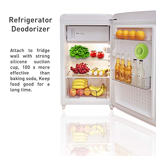 Desodorante para refrigerador, Eliminador de olores reutilizables para congelador y refrigerador de ovnis, Purificador de aire fresco No químico natural con succión de silicona fuerte, Verde