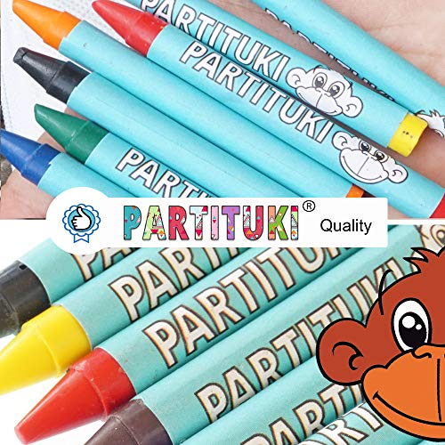 Detalles para Niños Partituki. 25 Cajas de 7 Ceras de Colores. Regalitos y Detalles Fiestas Infantiles. Con Certificado CE de no Toxicidad