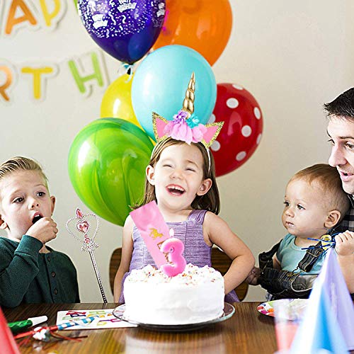 Diadema de cuerno dorado con orejas y accesorios para fotos de niña, disfraz de mejillas de cumpleaños con purpurina dorada, diadema, accesorio para decoración de fiestas y disfraces de cosplay