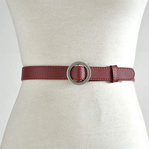 Dingziyue Las Mujeres Mate Fino La restauración de Las Maneras Antiguas Hebilla Redonda contratante de la Correa de señora Girl (Color : Brown, Size : 105cm)