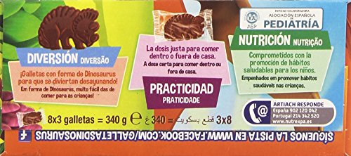 Dinosaurus - ChocoLeche - Galleta de cereales con chocolate con leche - 8 paquetes