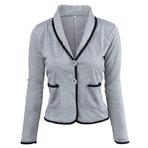 DISCOUNTL Casual Salvaje Moda Coser Solapa Trabajo Slim Traje Chaqueta Mujer Gris gris claro XXXL