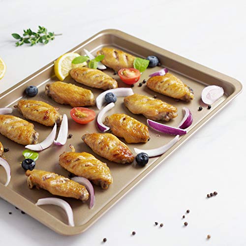 DishyKooker Bandeja Rectangular para Hornear de Pan de 14.5in Bandeja Antiadherente Horno de Acero al Carbono Placa Plana Oro Productos para el hogar