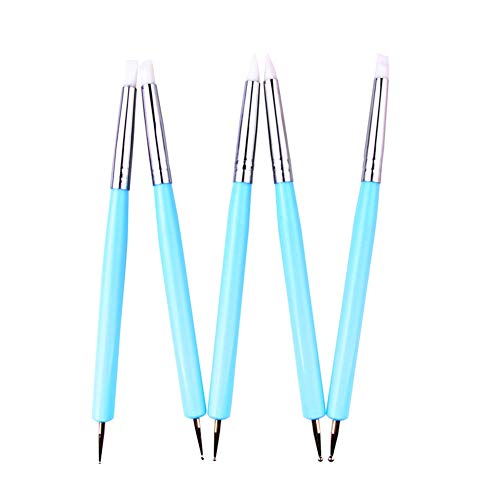 dishykooker - Juego de 5 brochas de silicona para arcilla polimérica, color X-02 (azul brillante)