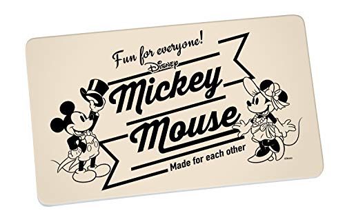 Disney Mickey Mouse 13758 Disney Mickey & Minnie Vintage FUN for Everyone Tabla para cortar pan, Desayuno de, tablas, tabla, tabla de cortar, melamina, Beige