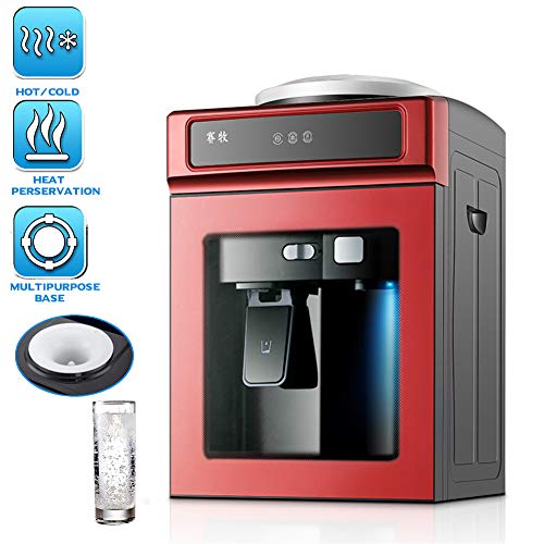Dispensador de Agua, dispensador de Enfriador de Agua de encimera hervidor eléctrico con Agua fría y Caliente Ideal para Uso en el hogar Tipo de Calor y frío,Rojo