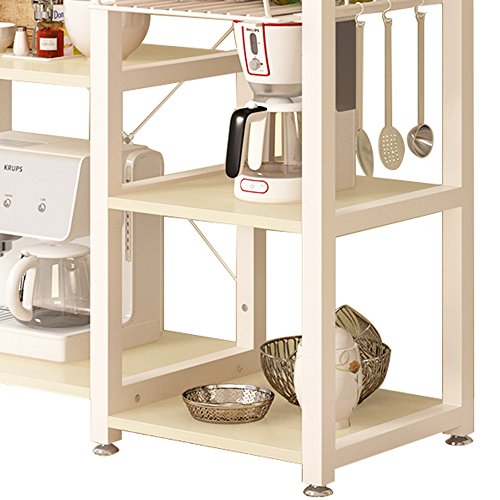 DlandHome Estantería Cocina Multiuso para Horno Microondas con Organizador de Especias & Caja de almacenamiento de frutas & Ganchos para Utensilios de cocina, Arce