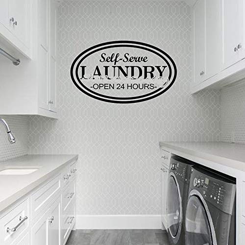 DLYD Autoservicio lavandería Etiqueta de la Pared Vinilo lavandería Logo calcomanías decoración del hogar baño baño balcón Corredor Mural extraíble 56 cm X 33 cm