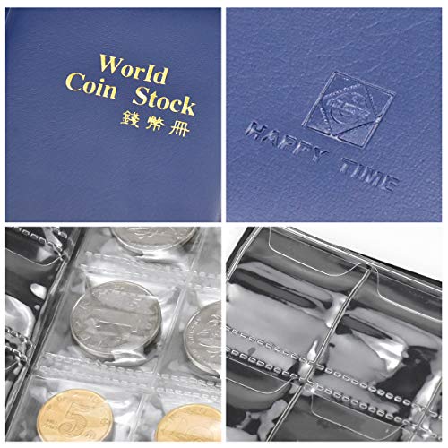 Dokpav Album Monedas Coleccion Monedas, 2 Pack, 240 Bolsillos（1 Azul Oscuro + 1 Negro）