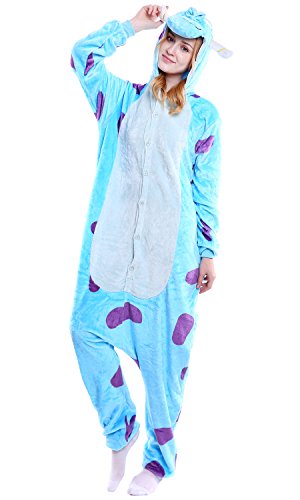 Dolamen Adulto Unisexo Onesies Kigurumi Pijamas, Mujer Hombres Traje Disfraz Animal Pyjamas, Ropa de Dormir Halloween Cosplay Navidad Animales de Vestuario (Large (65 "-68.8"), Sullivan)