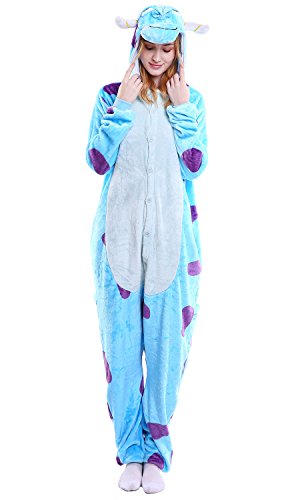Dolamen Adulto Unisexo Onesies Kigurumi Pijamas, Mujer Hombres Traje Disfraz Animal Pyjamas, Ropa de Dormir Halloween Cosplay Navidad Animales de Vestuario (Large (65 "-68.8"), Sullivan)
