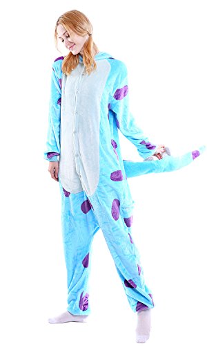 Dolamen Adulto Unisexo Onesies Kigurumi Pijamas, Mujer Hombres Traje Disfraz Animal Pyjamas, Ropa de Dormir Halloween Cosplay Navidad Animales de Vestuario (Large (65 "-68.8"), Sullivan)