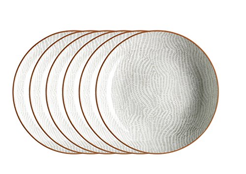 Domestic by Mäser 931042 Serie Murcia, Platos hondos 21 cm, en Juego de 6, Decorado en Color Porcelana, Gris, 61 x 30 x 20 cm, 6 Unidades