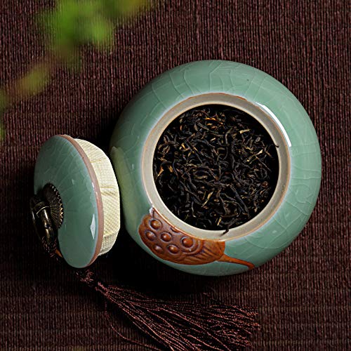 DongGuanShiHongBoZhu Café, Recipiente de Almacenamiento de té, con Tapa de Sellado, Lata sellada de cerámica, Lata de té Retro China, Lata sellada de café 10.5 * 6.5cm