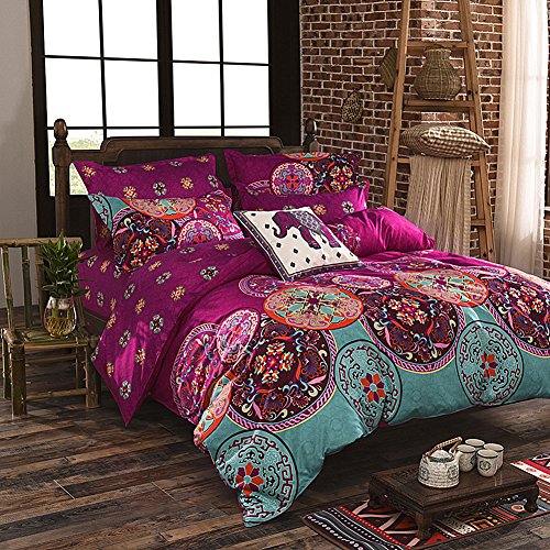 DOTBUY Juego de Funda de Edredón, 3 Piezas Funda Nórdica Microfibra Juego de Cama Cremallera Funda de Almohada (Cama 150-220x240cm, Rosa roja)