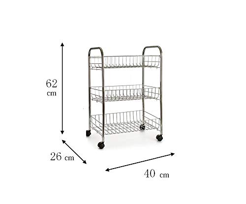Dream Hogar Carrito Auxiliar Carro Verdulero Metal 3 Pisos Acero INOX