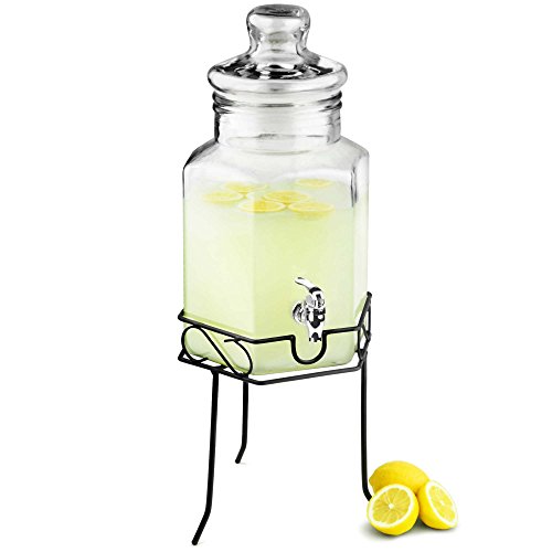 drinkstuff - Dispensador de bebidas (cristal, incluye soporte, 5,6 l)