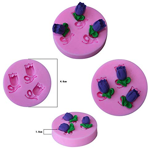 DUBENS Mini Tulip formas de chocolate silicona forma Candy Fondant tartas forma galletas Cookies jabón formas hornear pasteles decoración herramientas jabón