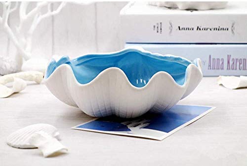 Dujie Cenicero de Cigarrillos cenicero portátil, Cerámica Estilo Placa Porta joyería Shell Blanco Azul de Porcelana Vajilla Vida Plato Tazón Cenicero