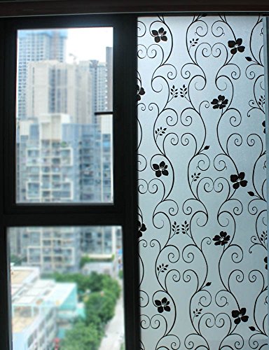 DUOFIRE Vinilo para Ventana de Privacidad Vinilo de Ventana Decorativa del Película de Ventana Autoadhesiva Sin Pegamento Película para Vidrio Anti-UV (60cm X 200cm, DP014B)