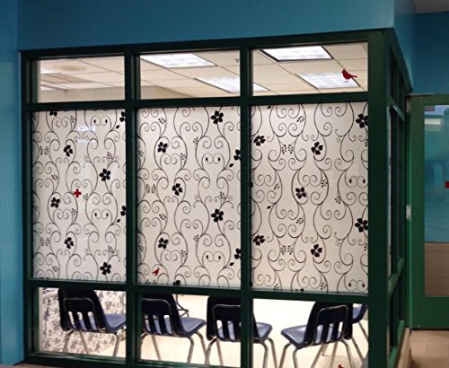 DUOFIRE Vinilo para Ventana de Privacidad Vinilo de Ventana Decorativa del Película de Ventana Autoadhesiva Sin Pegamento Película para Vidrio Anti-UV (60cm X 200cm, DP014B)