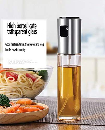 DXIA 3pcs Pulverizador de Aceite 100 ML, Rociador de Aceite, Acero Inoxidable, rociador de vinagre, Pulverizador de Botella, para Barbacoa, Ensalada, Pan, Hornear, cocinar