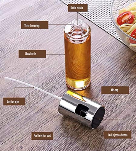 DXIA 3pcs Pulverizador de Aceite 100 ML, Rociador de Aceite, Acero Inoxidable, rociador de vinagre, Pulverizador de Botella, para Barbacoa, Ensalada, Pan, Hornear, cocinar