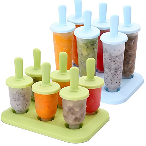 EFINNY Moldes para paletas de hielo 6 paquetes Moldes para paletas de hielo reutilizables de plástico con palos Máquina para hacer hielo en barra Helados reutilizables Moldes para paletas