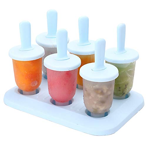 EFINNY Moldes para paletas de hielo 6 paquetes Moldes para paletas de hielo reutilizables de plástico con palos Máquina para hacer hielo en barra Helados reutilizables Moldes para paletas