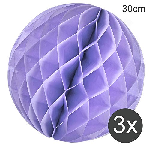 EinsSein 3X Bolas de Panal de Papel Boda Supremo 30cm Lila Fiestas Infantiles Decoracion Fiesta Regalo Infantil cumpleaños Bautizo Bodas niño niña Flores Palillos japoneses Pompones niños bengalas