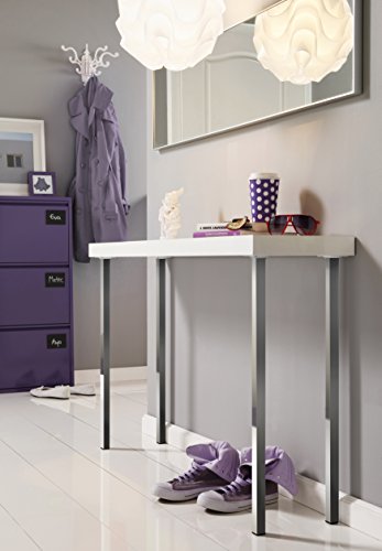 Element System 4 piezas de pata de tubo de acero de tipo cuadrado, patas de mesa, patas de mueble incluyendo placa para atornillar, 4 colores, 10 tamaños, 20 cm, negro, 18133-00293