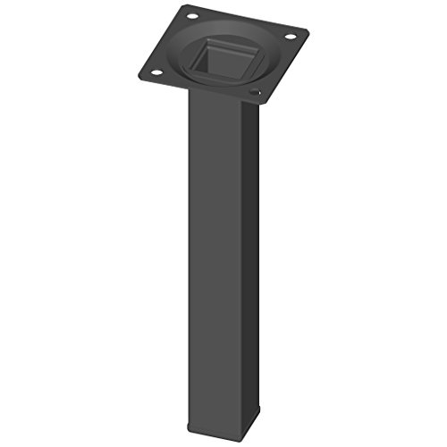 Element System 4 piezas de pata de tubo de acero de tipo cuadrado, patas de mesa, patas de mueble incluyendo placa para atornillar, 4 colores, 10 tamaños, 20 cm, negro, 18133-00293