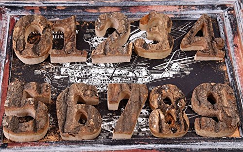 Elementos decorativos de madera natural, estilo retro, con diseño de letras o números, tamaño de 10 cm, ideales como decoración de paredes, restaurantes, etc., marca Outflower, madera, 5, 10 cm