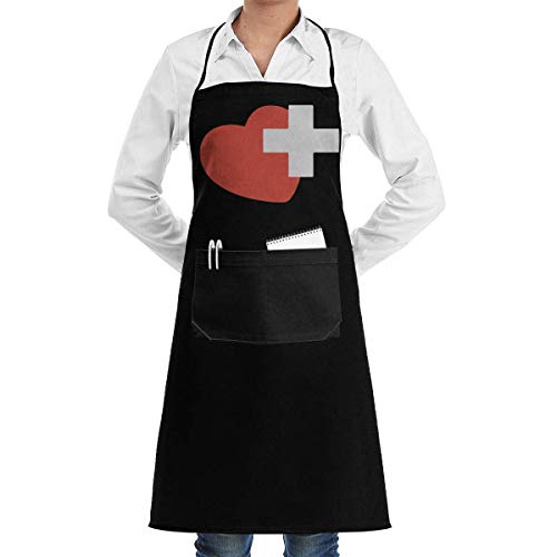 Eliuji Delantal Overlock para Hombre, para Mujer, Delantal de Trabajo Lavable con Icono de corazón, para Hombres