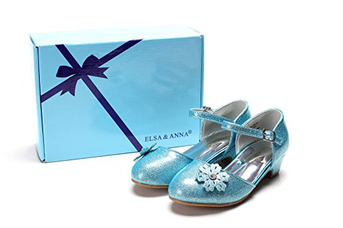 ELSA & ANNA® Niñas Última Diseño Princesa Reina de Nieve Partido Zapatos Zapatos de Fiesta Sandalias BLU11-SH (BLU11-SH, Euro 25-Longitud:16.6cm)